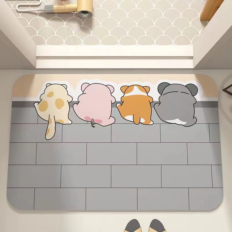 tapis de bain kawaii gris
