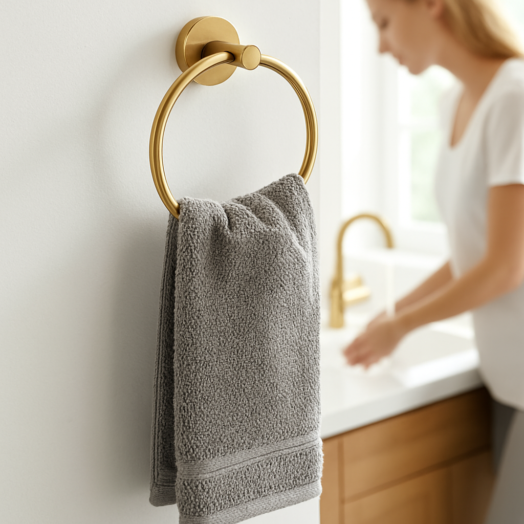 porte serviettes salle de bain dore 