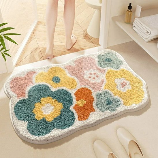Tapis de bain absorbant  fleurs