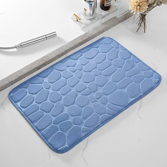 tapis de bain bleu antidérapant