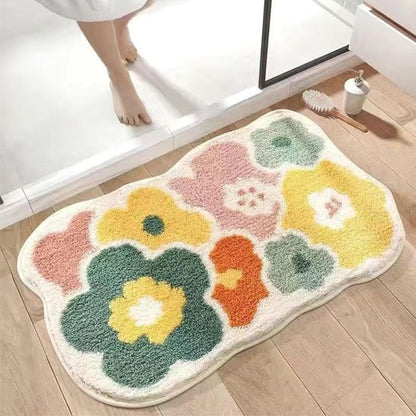 Tapis de bain fleuri doux
