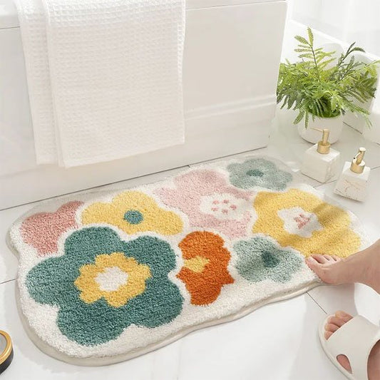 Tapis de bain fleuri